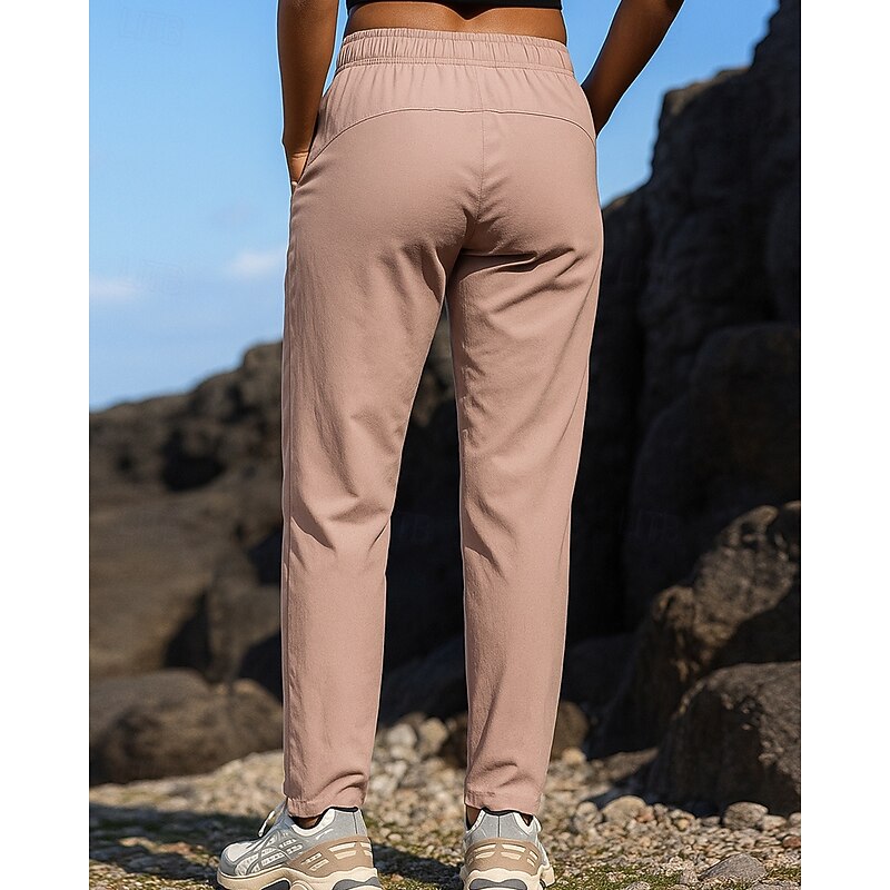 Women's Cargo Pants Hiking Pants Trousers Hiking Rain Pants Outdoor Regular Fit Waterproof Windproof Bottoms Drawstring Pocket Elastic Waist Pink Camping / Hiking Running S M L XL XXL2