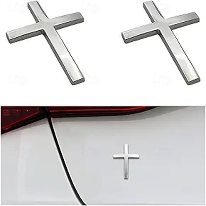 4Pcs Metal Jesus Christ Cross Badge Stickers, 3D Metal Cross Emblem Decal for Car Motorcycle E-Bike, Rear Tail Logo Decoration for Vehicle Modification4