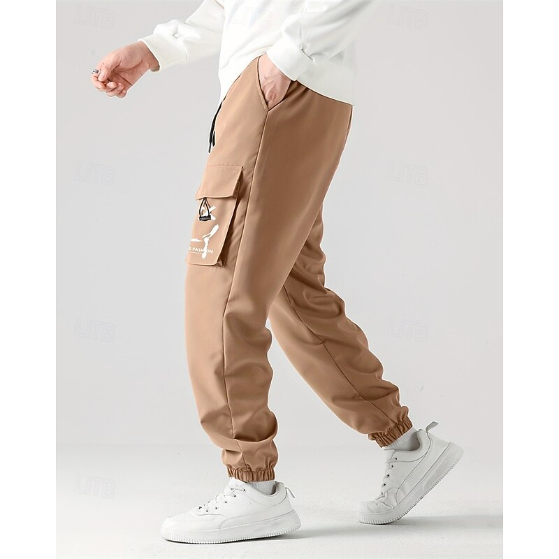 Men's Cargo Pants Joggers Trousers Elastic Waist Drawstring Multi Pocket Smile Face Wearable Outdoor Daily Camping & Hiking Fashion Classic Black Wine4