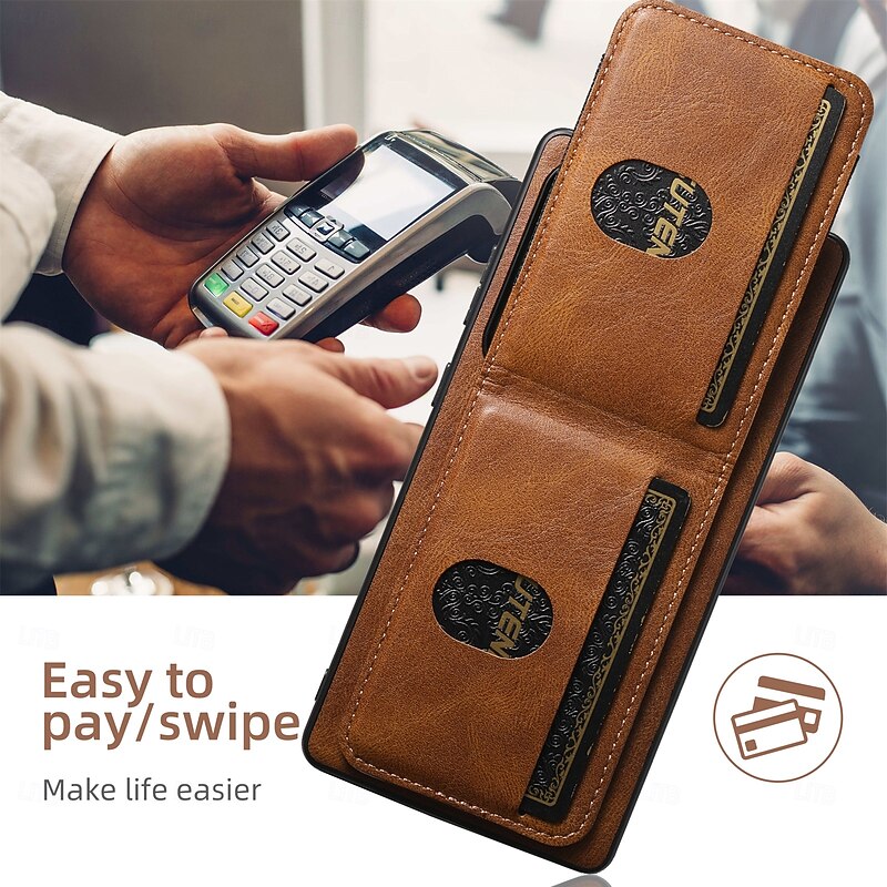 Phone Case For Samsung Galaxy S25 S24 S23 Ultra Plus S22 Plus  Ultra Back Cover with Stand Holder Card Slot Shockproof Retro TPU PU Leather2