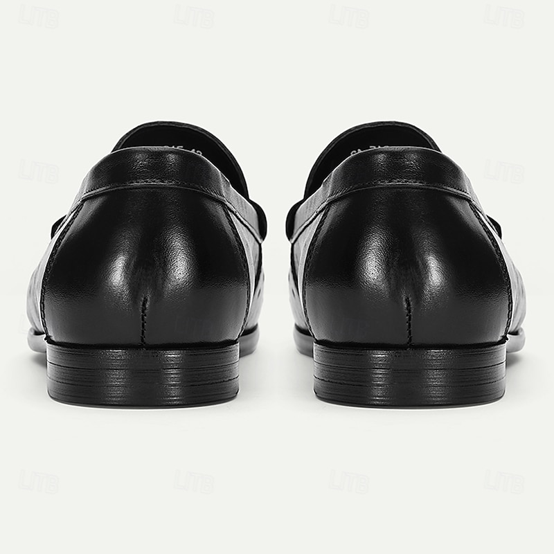 Men’s Black Genuine Leather Penny Loafers – Timeless Slip-on Business Shoes for Mature Gentlemen, Office Wear and Daily Formal Outfits4