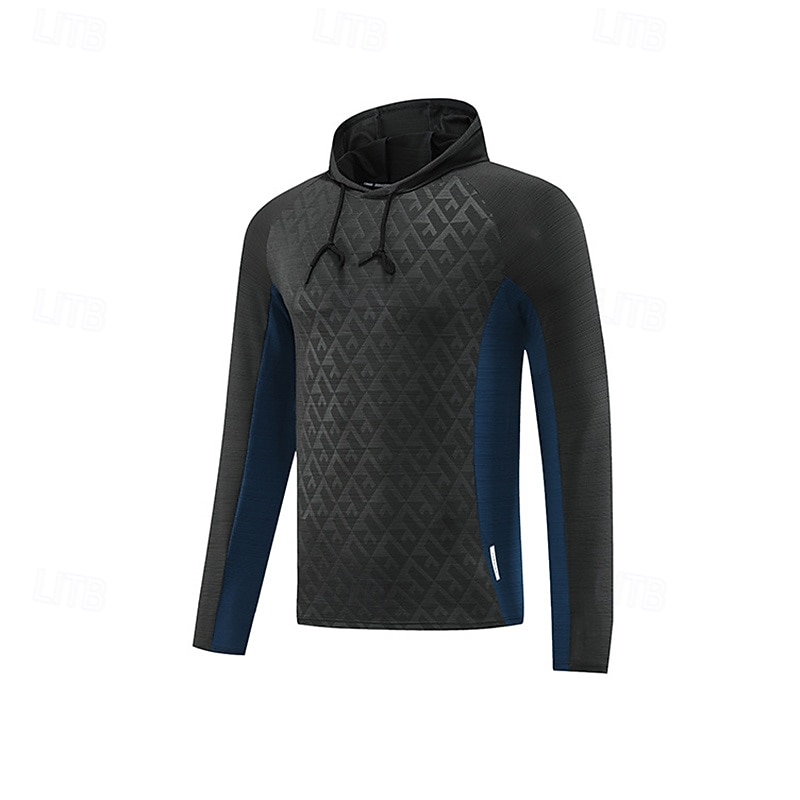 Men's Hiking top Sport Hoodie Long Sleeve Hooded Top Outdoor Quick Dry Sweat wicking anti-odor Breathable Polyester Patchwork Dark Grey Black Red Hunting Tennis Athletic4