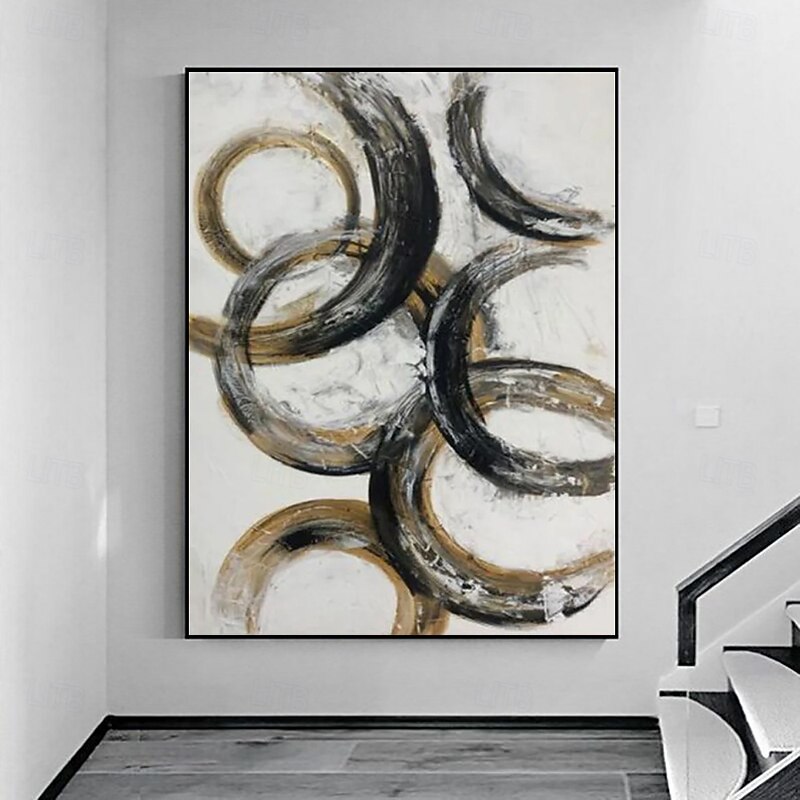 Handmade Oil Painting Canvas Wall Art Decoration Simple Circle Abstract for Home Decor Stretched Frame Hanging Painting/Rolled Frameless Unstretched Painting3