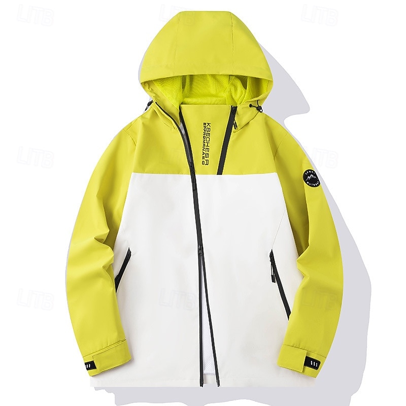 Men's Windbreaker Softshell Jacket Hiking Jacket Outdoor Waterproof Windproof Hiking Outfits Hiking Clothes Spring Autumn / Fall Top Camping / Hiking / Caving Running Patchwork Black Yellow Red4