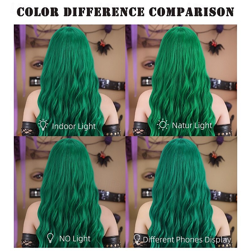 Green Bubble Perm Wig – Full Bangs, Corn Perm Curls, Ideal for Halloween, Cosplay, Festivals, and Daily Wear2