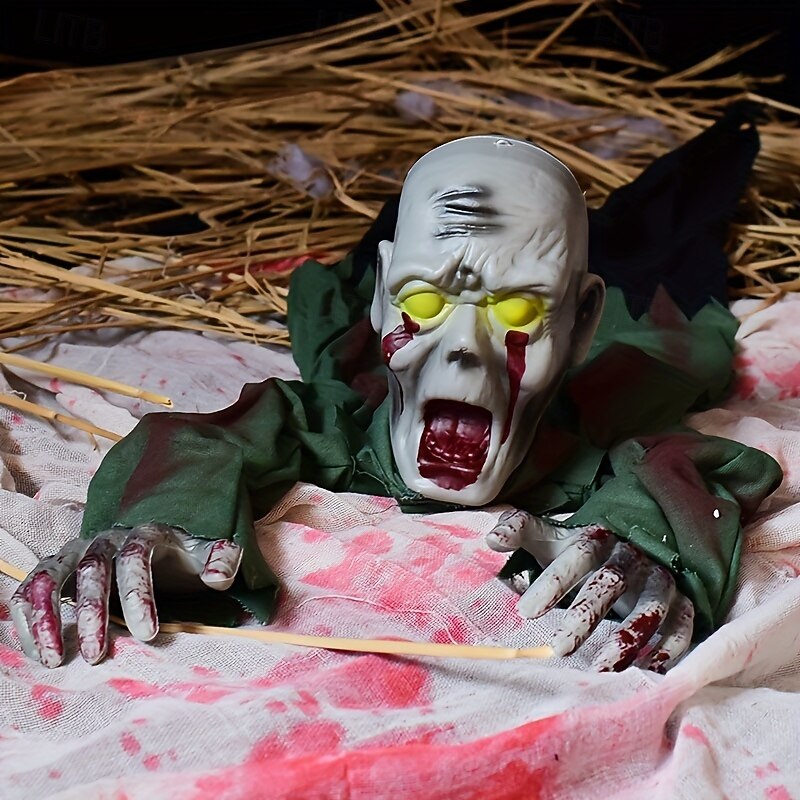 Halloween Crawling Zombie Decoration, Animated Ghost Prop with Sound Activation for KTV, Bar, - Spooky Electric Motion Toy for Tailgating, General Party Games & Activities - Made with Durable Plastic