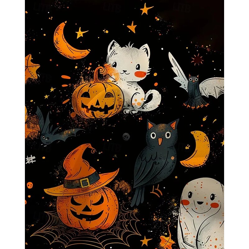 Halloween Girls' 3D Animal Pumpkin Dress Long Sleeve Summer Spring Vacation Daily Holiday Princess Beautiful Sweet Kids 4-12 Years Casual Dress A Line Dress Knee-length Regular Fit4