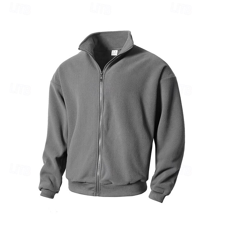 Men's Fleece Jacket Winter Jacket Thermal Jacket Winter Outdoor Thermal Warm Top Dark Grey Black Green Khaki
