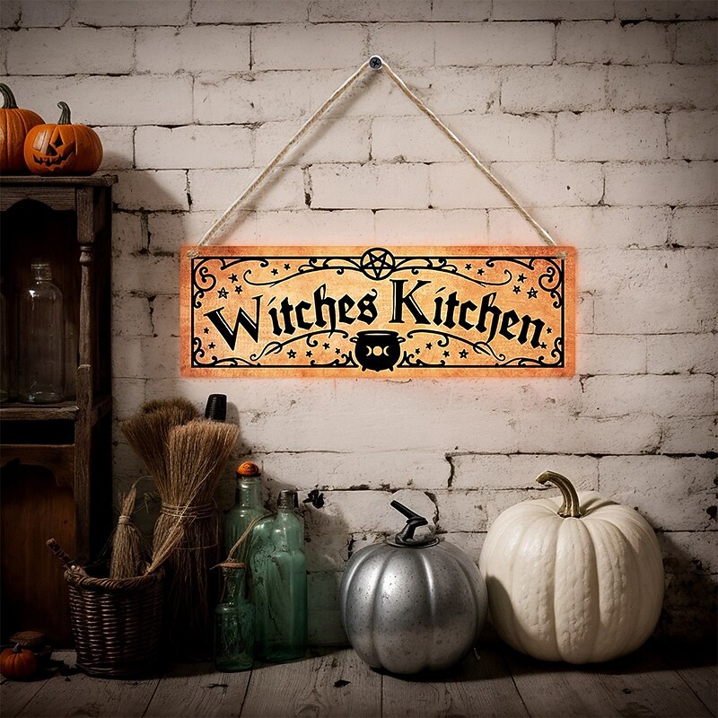 Halloween Wooden Hanging Sign, Spooky Atmosphere Wall and Door Decor for Indoor and Outdoor Halloween Party Decorations4