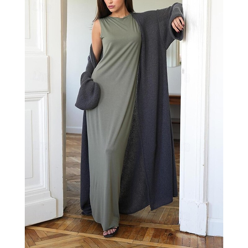 Women's Sweater Cardigan Fashion Streetwear Daily Solid Color Ribbed Open Front Knitted Long Sleeve Long Tops Knit Holiday Going out Weekend White Yellow Fall Winter2