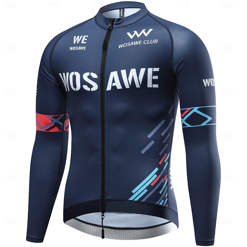 WOSAWE Spring Summer Men's Cycling Long Sleeve Quick Dry Breathable Printed Top Road Cycling Jersey Jacket BD2704