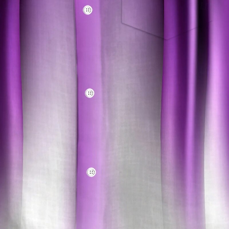 Men's Gradient Color Shirt Summer Shirt Button Up Shirt Short Sleeve Fashion Casual Outdoor Vacation Dailywear Summer Spring Turndown 3D Print Collared Shirts Front One Pocket Purple3