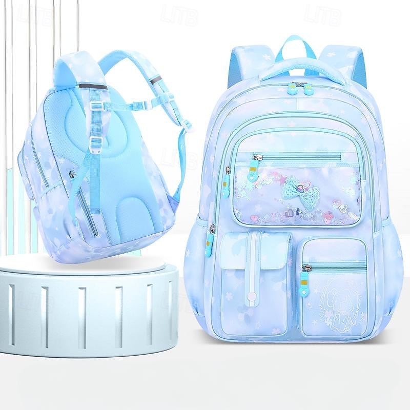 Girls Pink School Backpack – Cute Waterproof Bookbag with Bow and Glitter Design, Lightweight Back to School Bag for Elementary Kids4