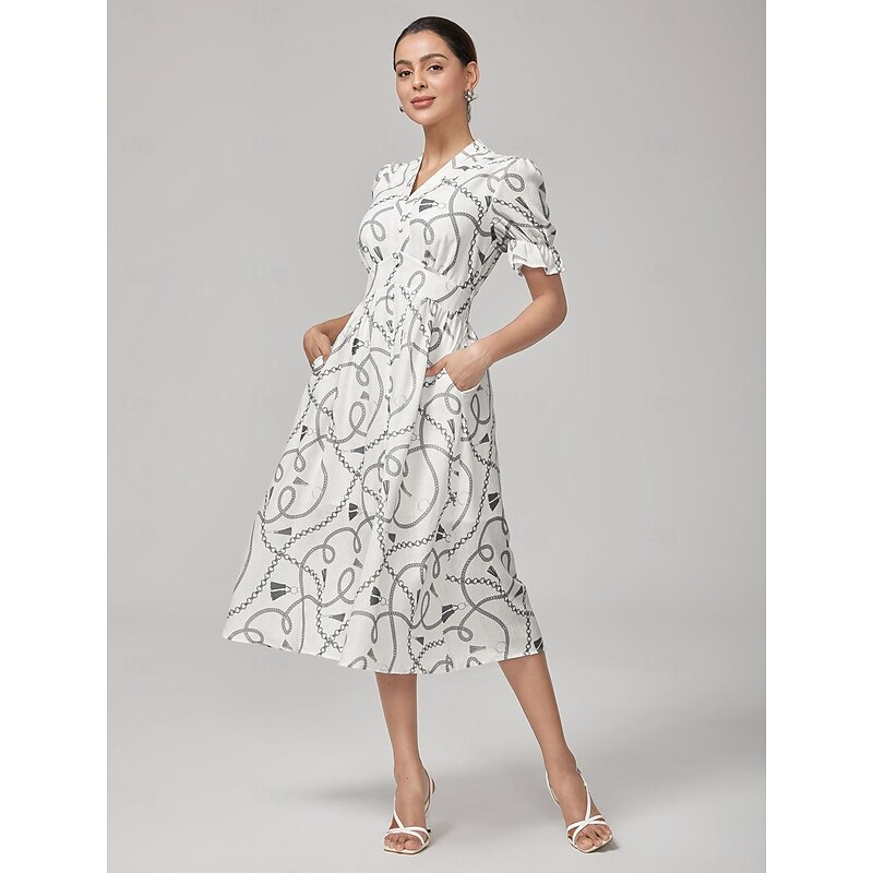 Chain Print Smocked Back Corset Dress