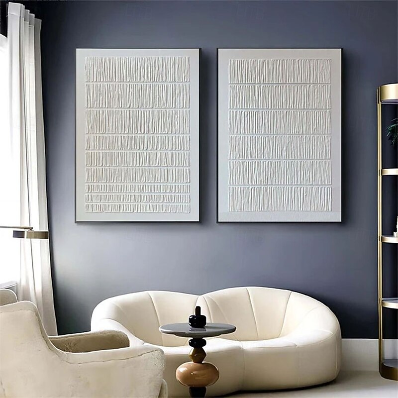 White oil painting handmade Wall Art Set of 2 Abstract Painting on Canvas hand painted Texture mordern painting Wall Art Modern Abstract painting Wall Art Wal Decor3
