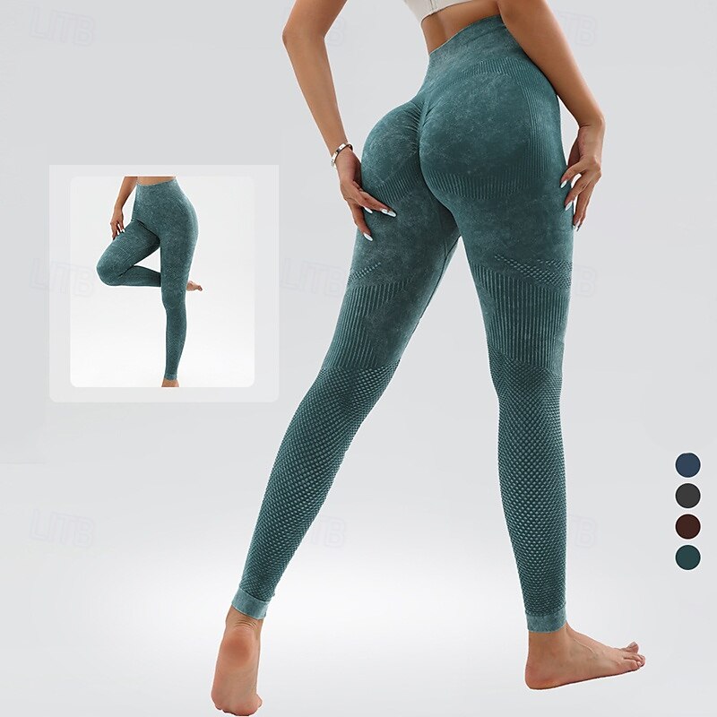 Women's Workout Leggings Yoga Pants Tummy Control High Waist Dance Pilates Running Bottoms Tie Dye Dark Grey Apricot Pink Fall Sports Activewear Tight Fit4