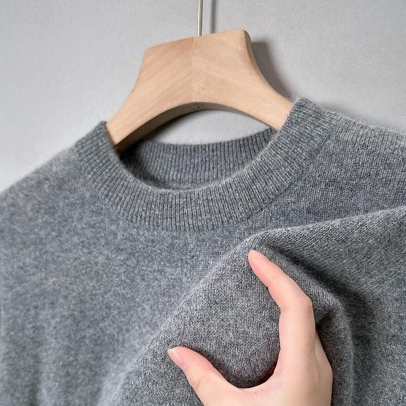 Men's Pullover Sweater Jumper Knit Sweater Ribbed Knit Regular Tops Knitted Plain Crew Neck Fashion Basic Vacation Daily Wear Clothing Apparel Winter Autumn Camel Wine M L XL