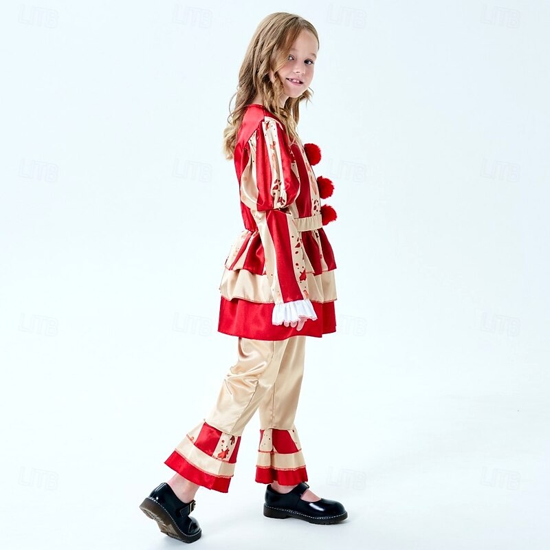 Clown Pennywise Halloween Costume It Horror Scary Costume Kid's Girls' Halloween Carnival Performance Party Easy Halloween Costumes Dress Up3