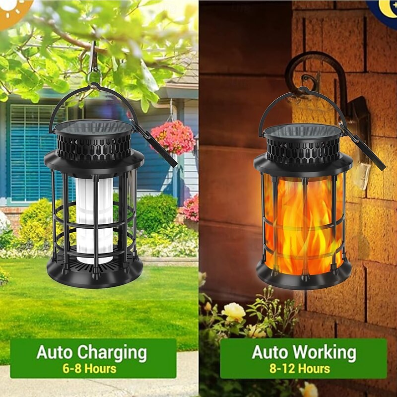 1 Pc Outdoor Waterproof Solar Flashing Flame Lantern Courtyard Garden Lawn Halloween Christmas Party Camping Decoration Light Landscape Light4