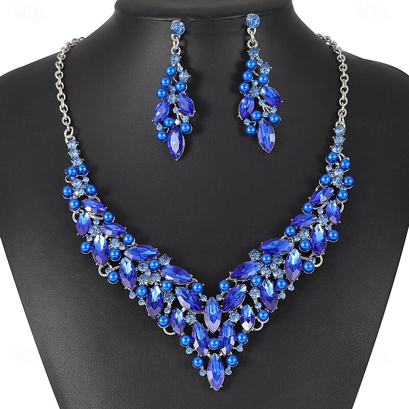 Bridal Jewelry Sets Two-piece Suit Zircon Imitation Diamond 1 Necklace Earrings Women's Personalized Luxury Sweet Lovely Classic Drop Love Jewelry Set For Wedding Gift3