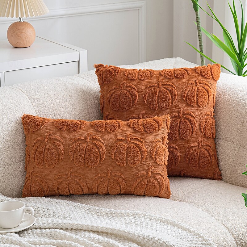 1 pcs Halloween Toss Pillow Cover, Thanksgiving Pumpkin Boho Casual Square Zipper Traditional Classic4