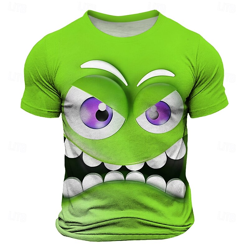 Men's Cartoon 3D T Shirt Short Sleeve T shirt 3D Print Crew Neck Shirt Fashion Exaggerated Daily Party Street Casual Blue Purple Orange Summer Spring All Seasons Clothing Apparel S M L XL XXL XXXL3