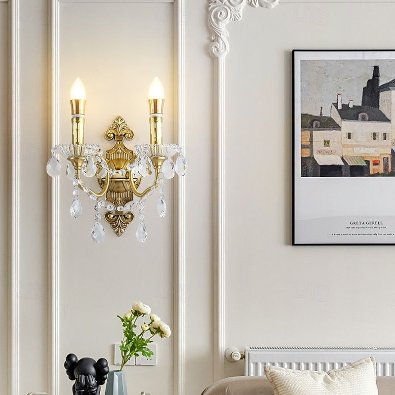 Wall Sconces Cnadle Style Gold 1 Light Wall Sconce, Modern Wall Light Fixtures, Farmhouse Wall Sconces with Clear Glass Shade, Wall Lights for Living Room, Bedroom, Stair, Bathroom, Hallway 110-240V2