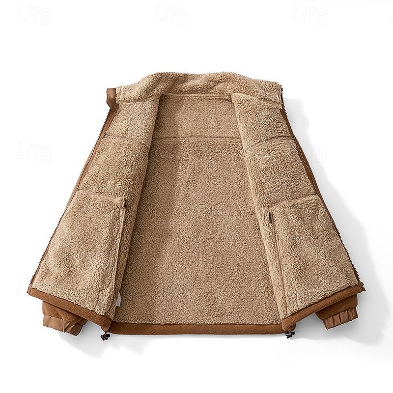 Men's Zip Hoodie Sweatshirt Fleece Sweatshirt Fleece Jacket Full Zip Sweatshirt Black Blue Brown Green Standing Collar Plain Zipper Pocket Sports & Outdoor Casual Daily Polyester Streetwear Casual3