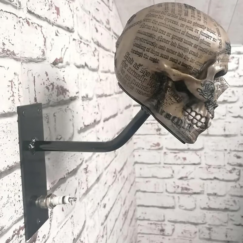 Motorcycle Helmet Skull Holder,Helmet Storage Rack Wall Mount Hat Rack Skull Helmet Rack, Resin Crafts, for Coats, Caps, Baseballs and Rugby Helmet3