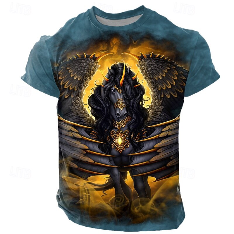 Halloween Men's Sarah Richter Unicorn T Shirt Short Sleeve T shirt 3D Print Crew Neck Round Neck Shirt Exaggerated Designer Artistic Street Casual Daily Black Yellow Blue Summer Spring3