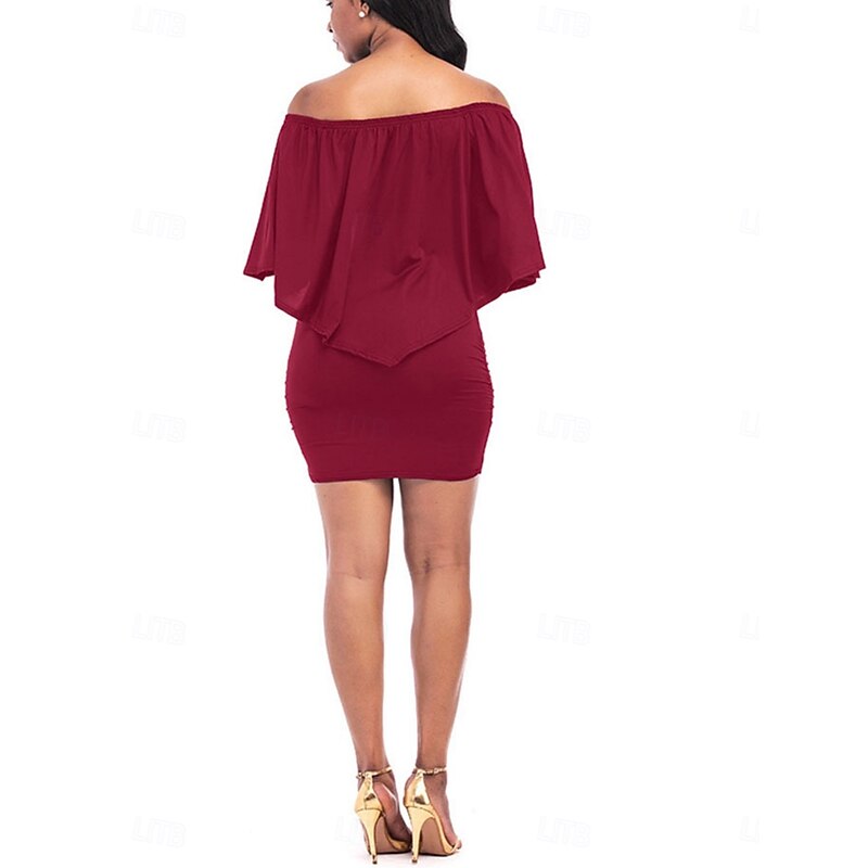 Women's Mini Dress Casual Dress Sheath Dress Fashion Modern Daily Beach Weekend Regular Fit Plain Long Sleeve Off Shoulder White Wine Red Purple Summer Spring Fall4
