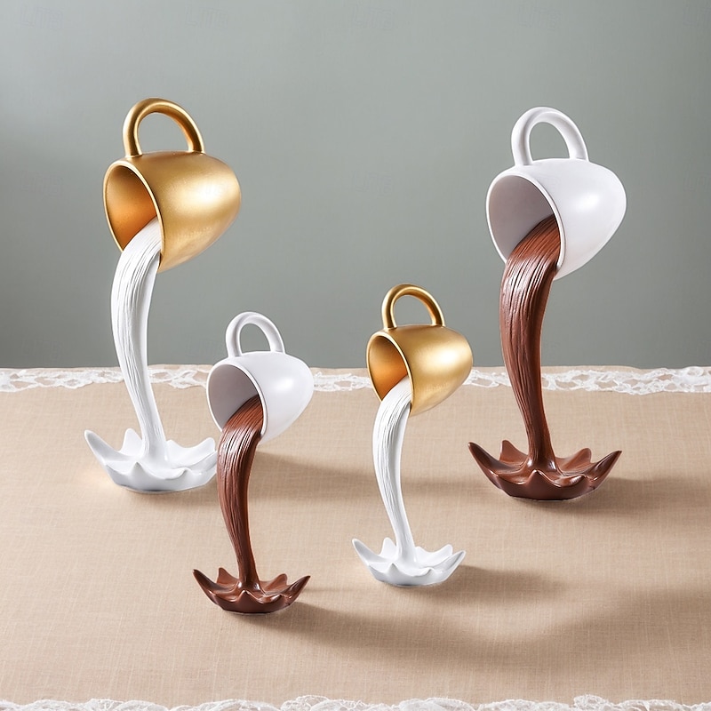 Floating Coffee Cup Decor, Creative Resin Anti-Gravity Coffee Mug Sculpture for Home, Café Decoration, and Photography Prop