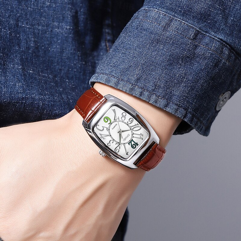 SKMEI Men Quartz Watch Creative Minimalist Fashion Casual Waterproof World Time Decoration Leather Watch3