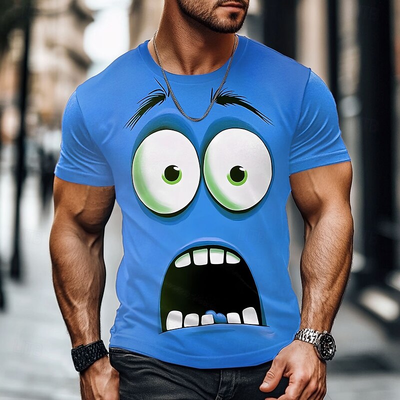 Men's 3D Human face T Shirt Short Sleeve T shirt 3D Print Crew Neck Shirt Exaggerated Designer Party Street Casual Yellow Red Blue Summer Spring All Seasons Clothing Apparel S M L XL XXL XXXL2