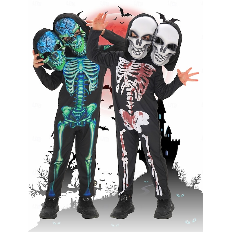 Skeleton Skull Halloween Cosplay Costume One Piece Kid's Boys' Girls' Halloween Carnival Mardi Gras Halloween Masquerade Easy Halloween Costumes Dress Up