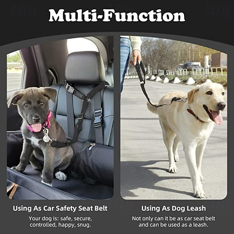 Adjustable Car Dog Leash Reflective Elastic Pet Seatbelt Restraint Multifunctional No Pull Safety Harness Lead for Large Dogs Travel Vehicle Accessories3