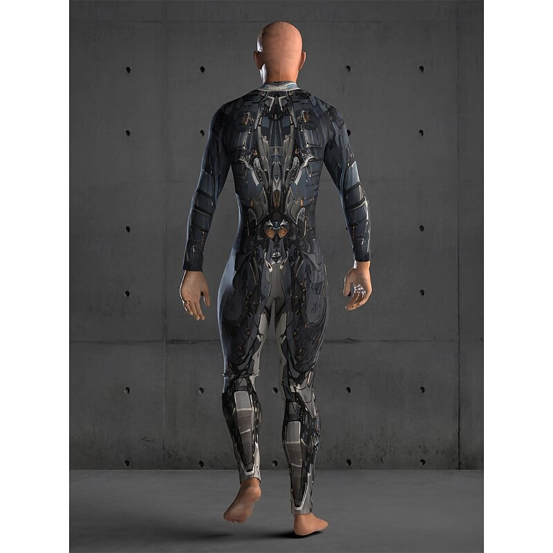 Cyborg Robot Bodysuit Halloween Group Couples Costumes Full Body Catsuit Scary Costume Men's Women's Boys' Kid's Adults' Performance Party Club Halloween Carnival Day of the Dead Easy4