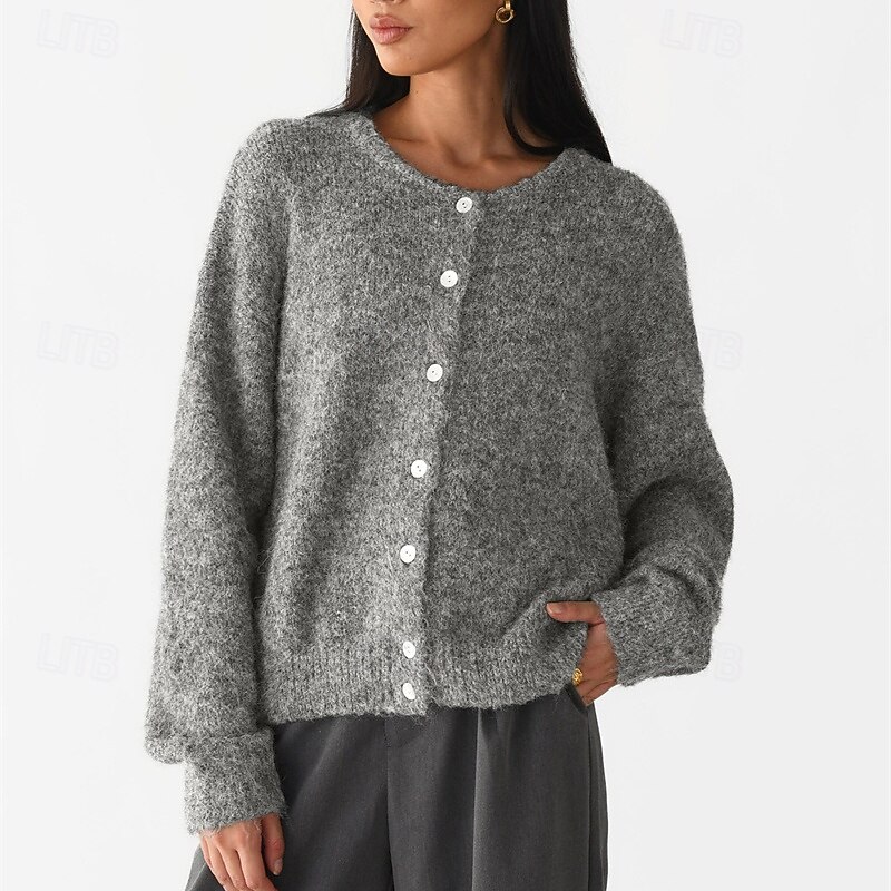 Women's Sweater Cardigan Fashion Streetwear Daily Solid Color Ribbed Open Front Knitted Long Sleeve Regular Tops Knit Holiday Going out Weekend White Red Fall Winter3