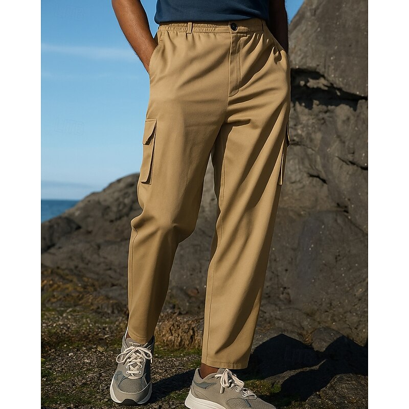 Men's Cargo Pants Hiking Pants Trousers Hiking Rain Pants Outdoor Regular Fit Waterproof Windproof Bottoms Pocket Black Army Green Cotton Camping / Hiking Running S M L XL XXL3