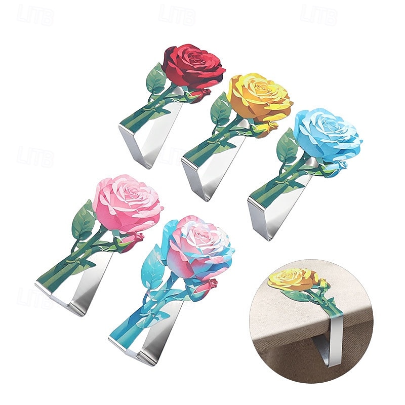 4PCS Rose Table Cloth Clips-Heavy Duty Tablecloth Holder Clips Rust-Proof Decorative Table Clamps for Outdoor Wedding and Picnic Tables Decoration4