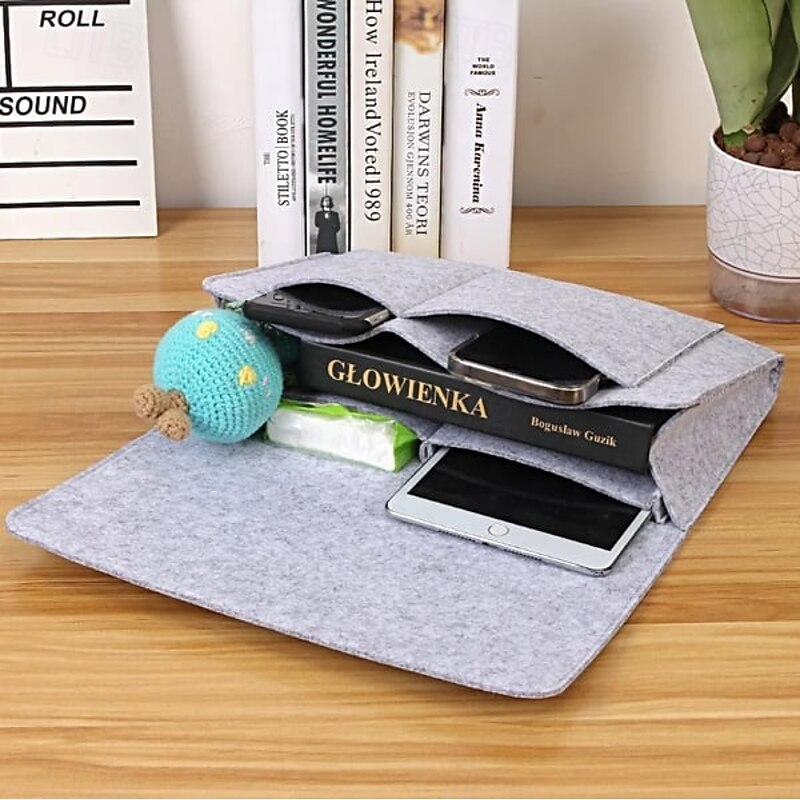 Storage Bag with Pockets Hanging Organizer Felt Bedside Caddy Portable Storage Pouch for Bed Sofa Desk Keeps Essentials Handy Ideal for Bedroom Dorm and Office Use3