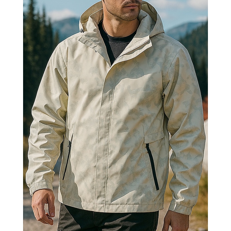 Men's Windbreaker Softshell Jacket Hiking Jacket Outdoor Waterproof Windproof Hiking Outfits Hiking Clothes Spring Autumn / Fall Top Camping / Hiking / Caving Running Camo White