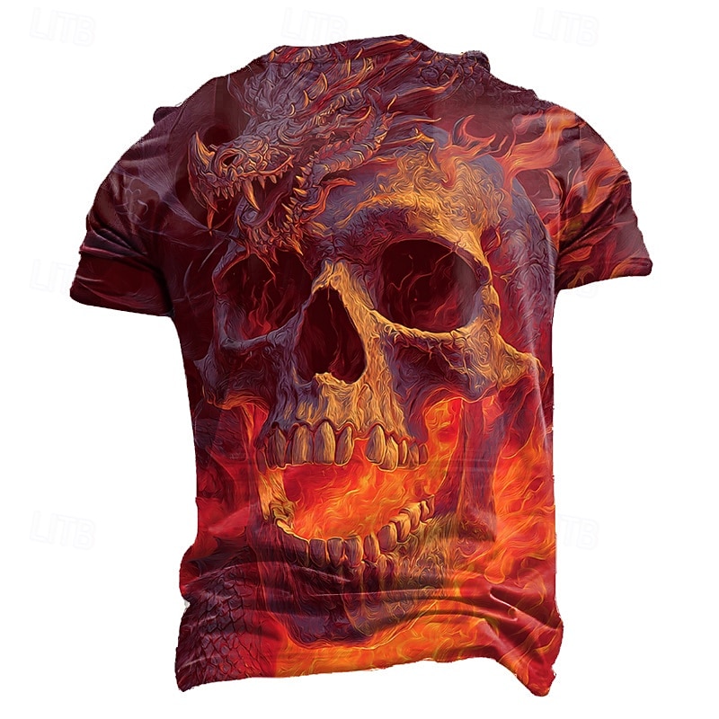 Halloween Men's Skull 3D T Shirt  Crew Neck Clothing Apparel 3D Print Party Street Holiday Short Sleeve Graphic Exaggerated Designer2