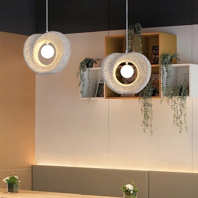 Polystyrene Plastic Pendant Light, Vintage Country 1 Light LED, 33cm Height, Warm White White Light, G9, Adjustable Chain3