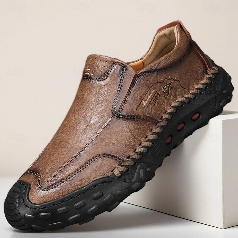 Men's Slip-On Soft Faux Leather Loafers – Anti-Slip Sole Casual Walking Shoes for Everyday Comfort & Driving