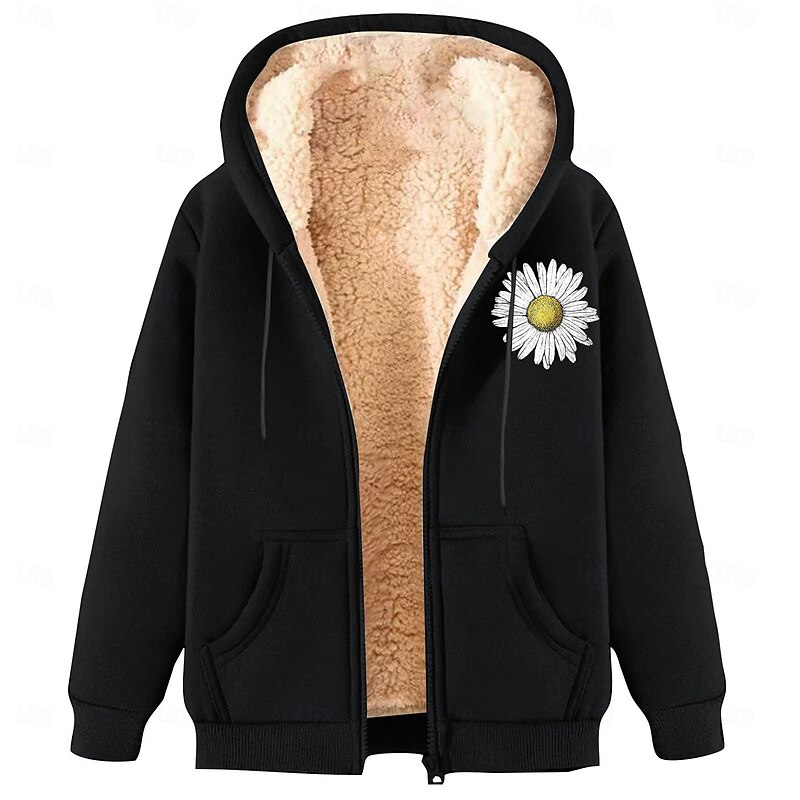 Men's Full Zip Hoodie Zip Up Hoodie Fleece Jacket Fleece Hoodie Apricot Black Wine Red Blue Hooded Daisy Plain Graphic Prints Zipper Pocket Sports & Outdoor Casual Daily Polyester Streetwear Casual3