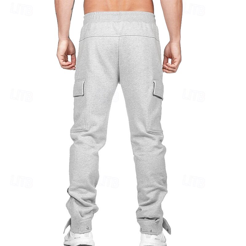 Men's Sweatpants Joggers Trousers Casual Pants Pocket Elastic Waist Drawstring Solid Colored Comfort Full Length Outdoor Daily Running Vacation Simple Gray Stretchy2