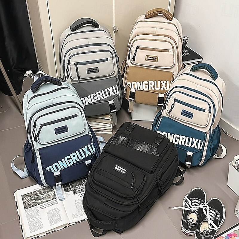 Men's Colorblock School Backpack – Large Capacity Casual Bookbag for Teen Boys, High School & College Students2