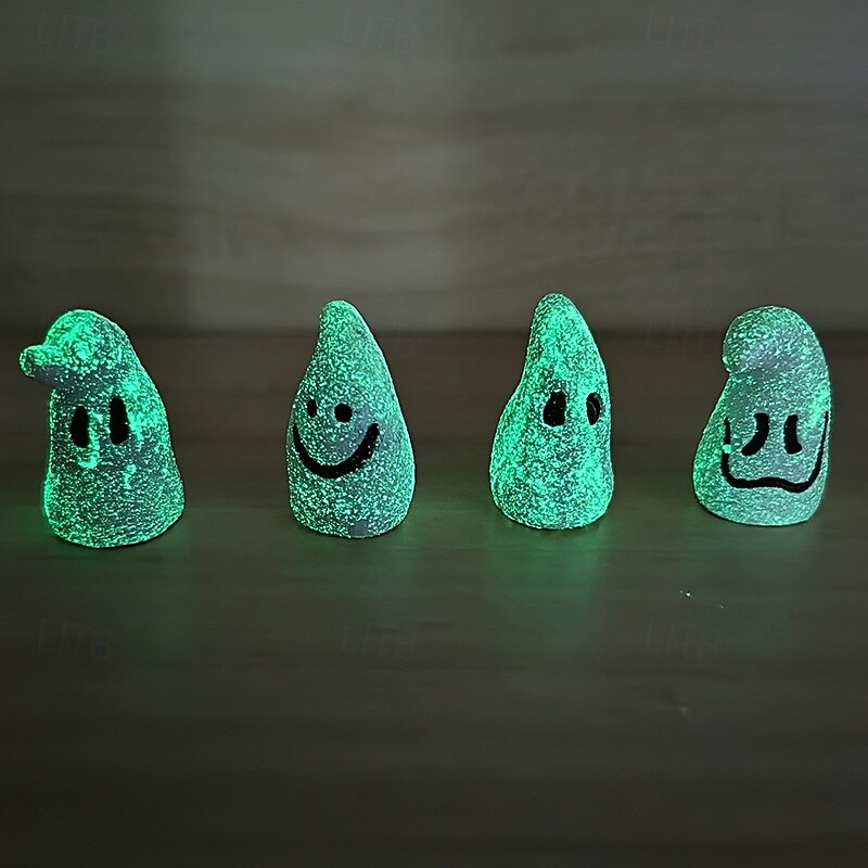 8pcs Halloween Glow in the Dark Mini Ghost Figurines, Halloween Resin Ghost Decorations, Luminous White Ghost Ornaments for Spooky Scene, Party Decor, Haunted House, Tabletop Home Display4