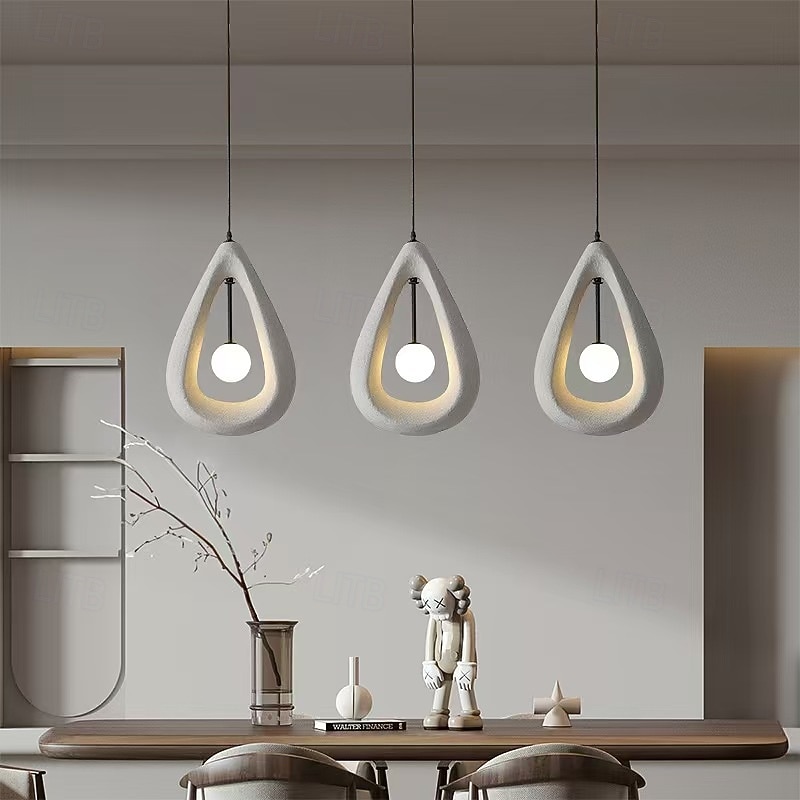 Large Modern Pendant Light Fixtures, Japanese Wabi-sabi Style Hanging Lights, Raindrop Shape Chandelier for Dining Room Kitchen Island Hallway Restaurant, G9 50cm2